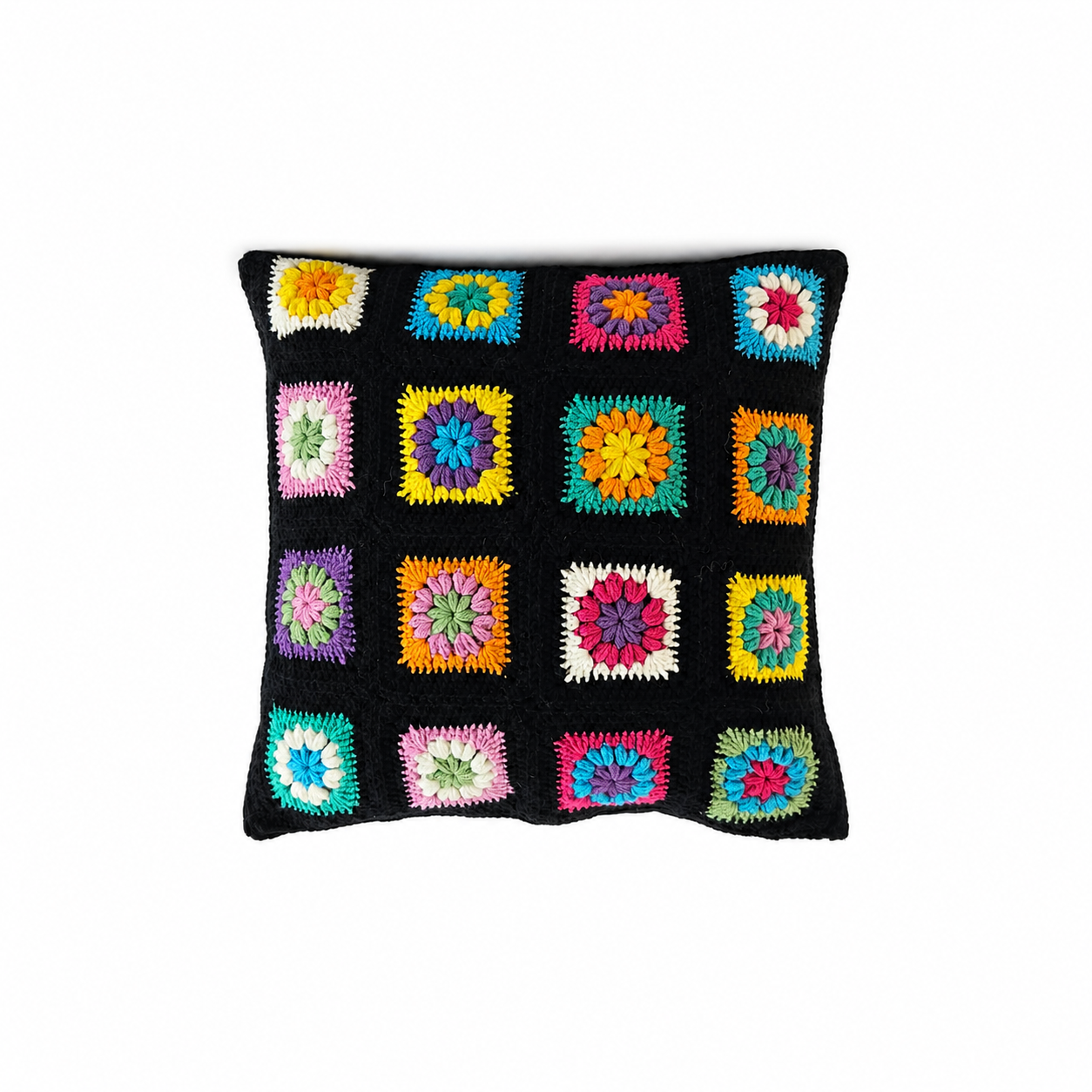 Granny Square Black Cushion