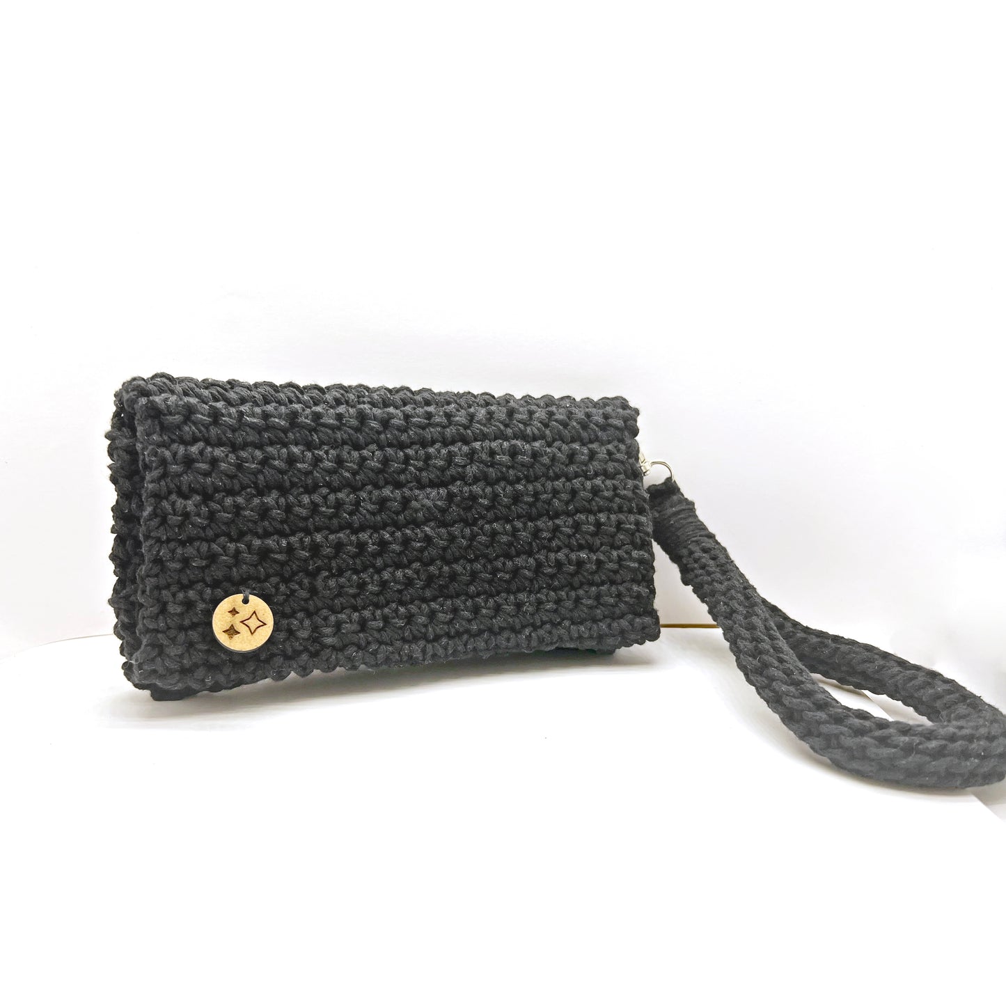 Black Crochet Wallet With Handle