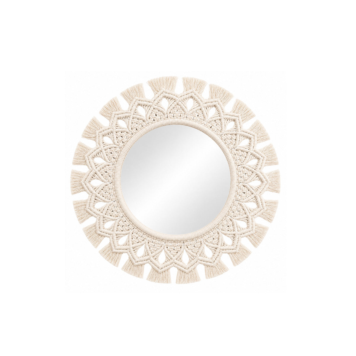 Macrame wall hanging mirror