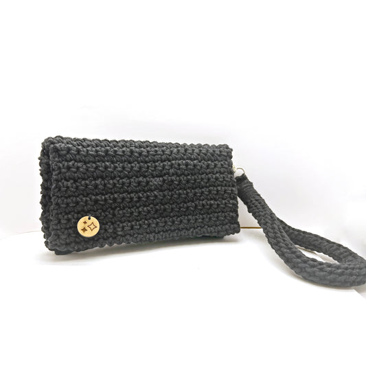 Black Crochet Wallet With Handle