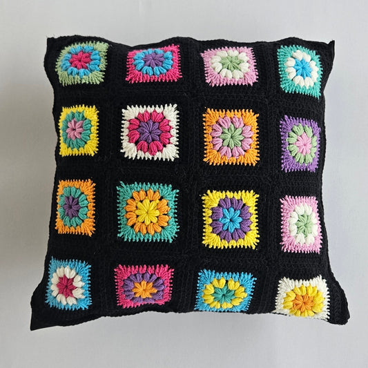 Granny Square Black Cushion